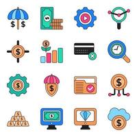 paquete de iconos planos de finanzas vector