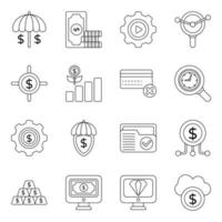 Pack of Business and Finance Line Icons vector