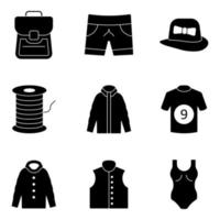 paquete de iconos de glifos de ropa y atuendo vector