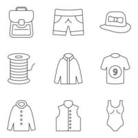 paquete de iconos de línea de ropa y atuendo vector