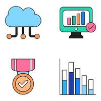 Pack of Business Analytics Flat Icons vector