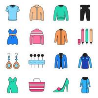 paquete de iconos planos de ropa vector