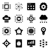 paquete de iconos planos de aprendizaje automático vector