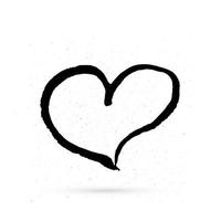 Hand drown heart on white background. Grunge shape of heart. Black textured brush stroke. Valentine s day sign. Love symbol. Easy to edit vector element of design.