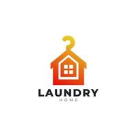 Laundry Home Logo Design Template Vector for Cleaning