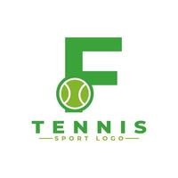 letra f con diseño de logo de tenis. elementos de plantilla de diseño vectorial para equipo deportivo o identidad corporativa. vector