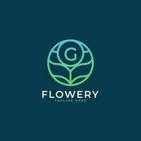 Flower Initial Letter G Logo Design Template Element. Eps10 Vector