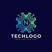 Technology Initial Letter N Logo Design Template Element. vector