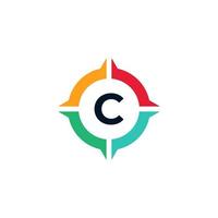 Colorful Letter C Inside Compass Logo Design Template Element vector