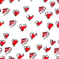 Vector seamless pattern with red and black hand-drawn style cute hearts. Texture for ceramic tile, wallpapers, wrapping paper, textile, web page backgrounds