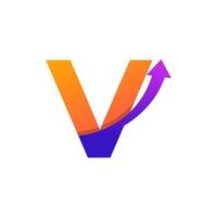 Initial Letter V Arrow Up Logo Symbol. Good for Company, Travel, Start up, Logistic and Graph Logos vector