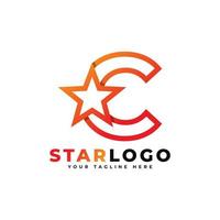 Letter C star logo Linear Style, Orange Color. Usable for Winner, Award and Premium Logos. vector