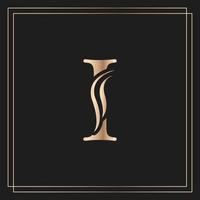 Elegant letter I Graceful Royal Calligraphic Beautiful Logo. Vintage Gold Drawn Emblem for Book Design, Brand Name, Business Card, Restaurant, Boutique, or Hotel vector