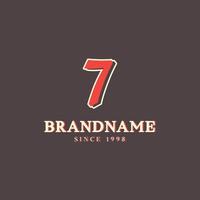 Retro Number 7 Logo in Vintage Western Style with Double Layer. Usable for Vector Font, Labels, Posters etc