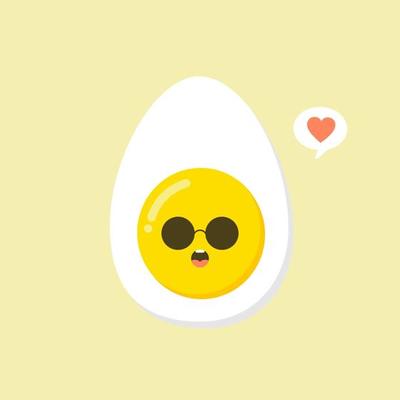 Kawaii and Cute egg faces. Easter eggs friends with funny face vector, friendly caricature breakfast egg persons. Nutrition for kid illustration