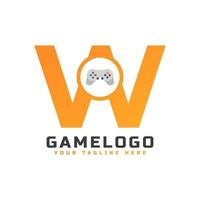 Initial Letter W with Game Console Icon and Pixel for Gaming Logo Concept. Usable for Business, Technology and Game Startup Application  Logos. vector