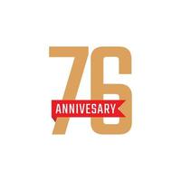76 Year Anniversary Celebration with Red Ribbon Vector. Happy Anniversary Greeting Celebrates Template Design Illustration vector