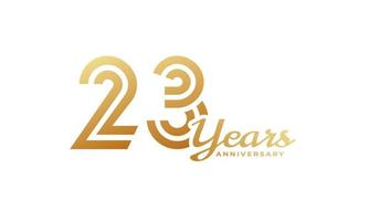 23 Year Anniversary Celebration with Handwriting Golden Color for Celebration Event, Wedding, Greeting card, and Invitation Isolated on White Background vector