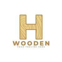 letra h con logo de textura de madera. utilizable para logotipos de negocios, arquitectura, bienes raíces, construcción y construcción vector