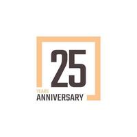 25 Year Anniversary Celebration Vector with Square Shape. Happy Anniversary Greeting Celebrates Template Design Illustration