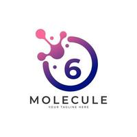 Medical Logo. Number 6 Molecule Logo Design Template Element. vector