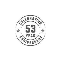 Insignia de emblema de celebración de aniversario de 53 años con color gris para evento de celebración, boda, tarjeta de felicitación e invitación aislada en fondo blanco vector
