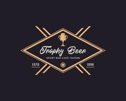 Classic Vintage Label Badge Emblem Trophy Cup Beer for Retro Sport Bar Cafe Tavern Logo Design Inspiration vector