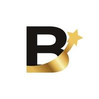 Initial Letter B Golden Star Logo Icon Symbol Template Element vector