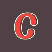 Retro Letter C Logo in Vintage Western Style with Double Layer. Usable for Vector Font, Labels, Posters etc