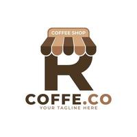 Coffee Time. Modern Initial Letter R Coffee Shop Logo Vector Illustration