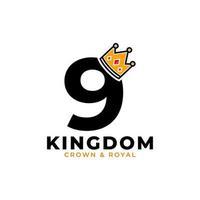 Number 9 with Crown Logo Branding Identity Logo Design Template vector