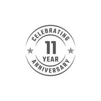 11 Year Anniversary Celebration Emblem Badge with Gray Color for Celebration Event, Wedding, Greeting card, and Invitation Isolated on White Background vector