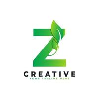 Nature Green Leaf Letter Z Logo Design. monogram logo. Green Leaves Alphabet Icon. Usable for Business, Science, Healthcare, Medical and Nature Logos vector