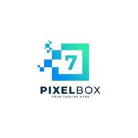 Initial Number 7 Digital Pixel Logo Design. Geometric Shape with Square Pixel Dots. Usable for Business and Technology Logos vector