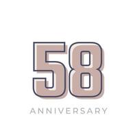 58 Year Anniversary Celebration Vector. Happy Anniversary Greeting Celebrates Template Design Illustration vector