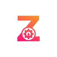Initial Letter Z with Gear Cog Wheel Automotive Logo Inspiration vector