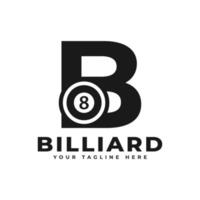 Letter B with Billiards Logo Design. Vector Design Template Elements for Sport Team or Corporate Identity.