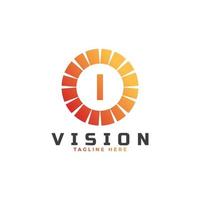 elemento de plantilla de diseño de logotipo de letra inicial i de visión vector