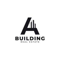 Real Estate Icon. Letter A Construction with Diagram Chart Apartment City Building Logo Design Template Element vector