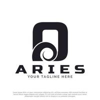 Initial Letter O with Goat Ram Sheep Horn for Aries Logo Design Inspiration. Animal Logo Element Template vector