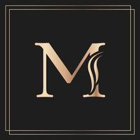 Elegant letter M Graceful Royal Calligraphic Beautiful Logo. Vintage Gold Drawn Emblem for Book Design, Brand Name, Business Card, Restaurant, Boutique, or Hotel vector