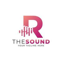 Music Logo. Creative Letter R Trendy Design Logo Concept with Sound Wave Vector Illustration.