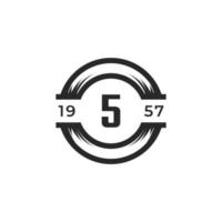 Vintage Insignia Number 5 Logo Design Template Element. Suitable for Identity, Label, Badge, Cafe, Hotel Icon Vector