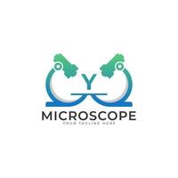 Laboratory Logo. Initial Letter Y Microscope Logo Design Template Element. vector