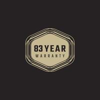83 Year Anniversary Warranty Celebration with Golden Color for Celebration Event, Wedding, Greeting card, and Invitation Isolated on Black Background vector