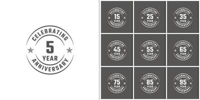 Set of Year Anniversary Celebration Emblem Badge with Gray Color for Celebration Event, Wedding, Greeting card, and Invitation Isolated on White Background vector
