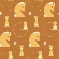 Seamless pattern with knights and rooks. Texture with chess pieces in flat style. vector