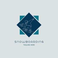 Snowboarding line style logo design template for brand or company and other vector