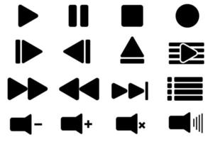 music, video and more media player button set icon vector