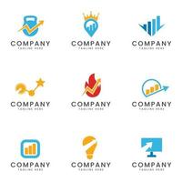 conjunto de diseño de icono de logotipo de seo y marketing para empresa multipropósito vector